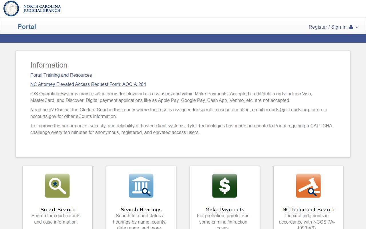 Warren County court records NC eCourts Portal search modules