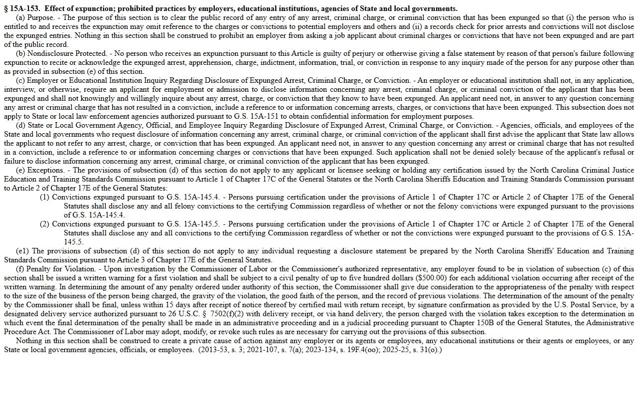 Warren County criminal court records expunction effect statute