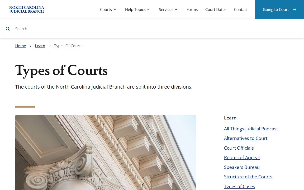 Warren County court records North Carolina court type divisions