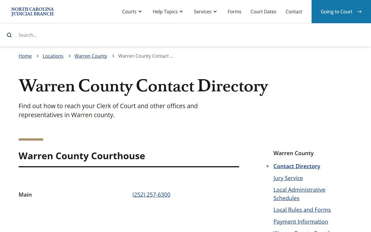 Warren County court records official contact directory
