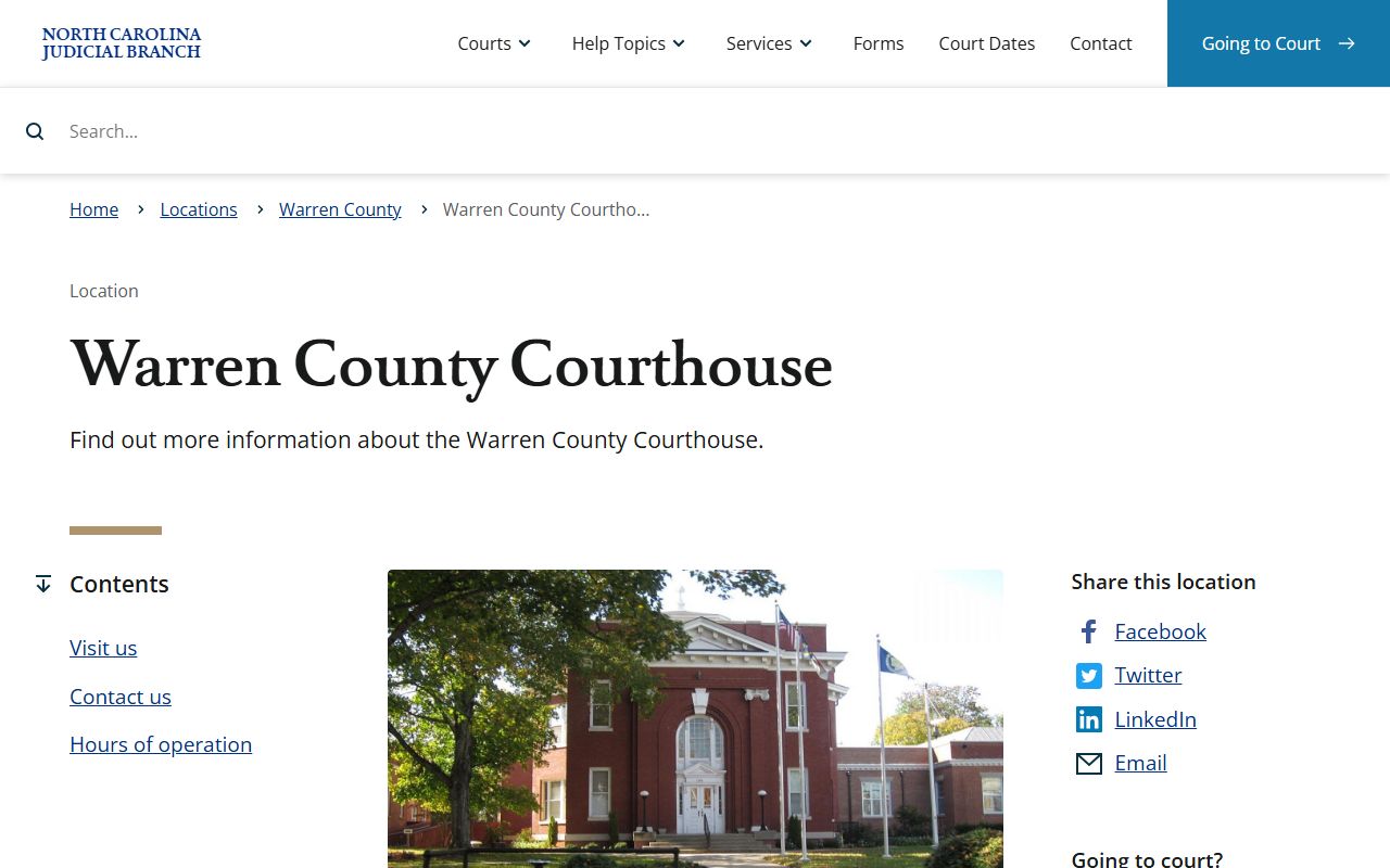 Warren County court records courthouse information page