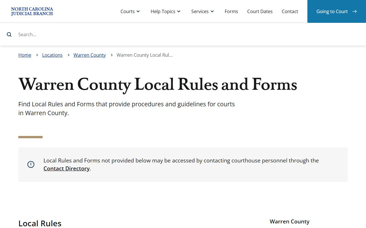 Warren County court records local rules and forms page